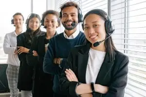 happy contact and call center agents