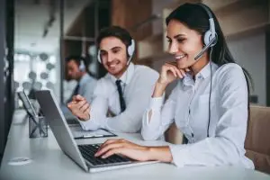 two contact center agents looking for cloud contact center softwares