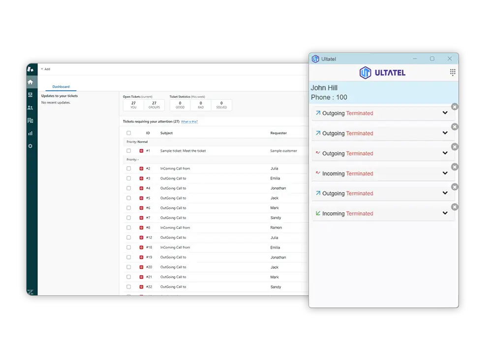 Ultatel call-log zendesk