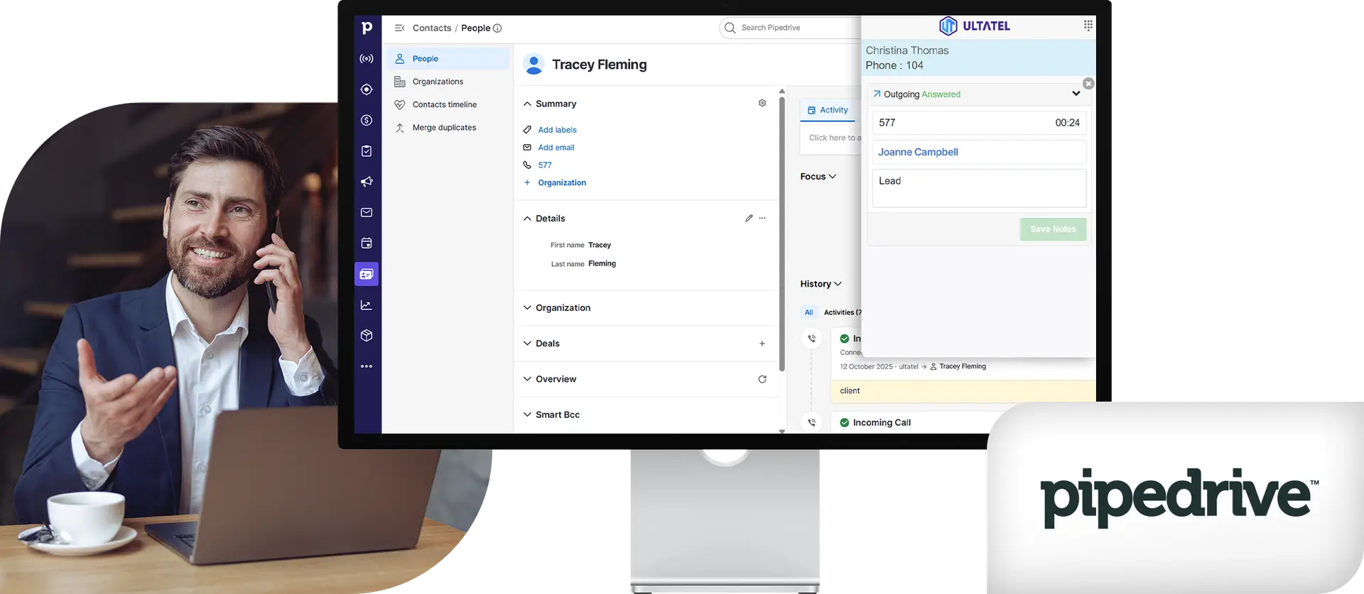 Pipedrive Integration with Ultatel cloud phone system